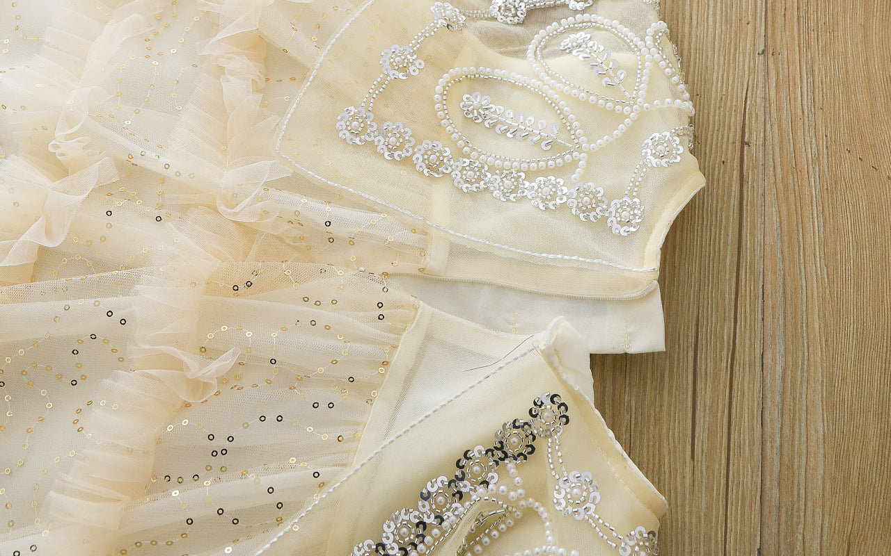 Vestido infantil de tul brillante