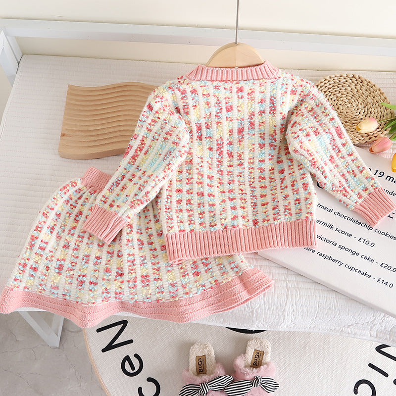 Conjunto de invierno de tweed para mujer y niño