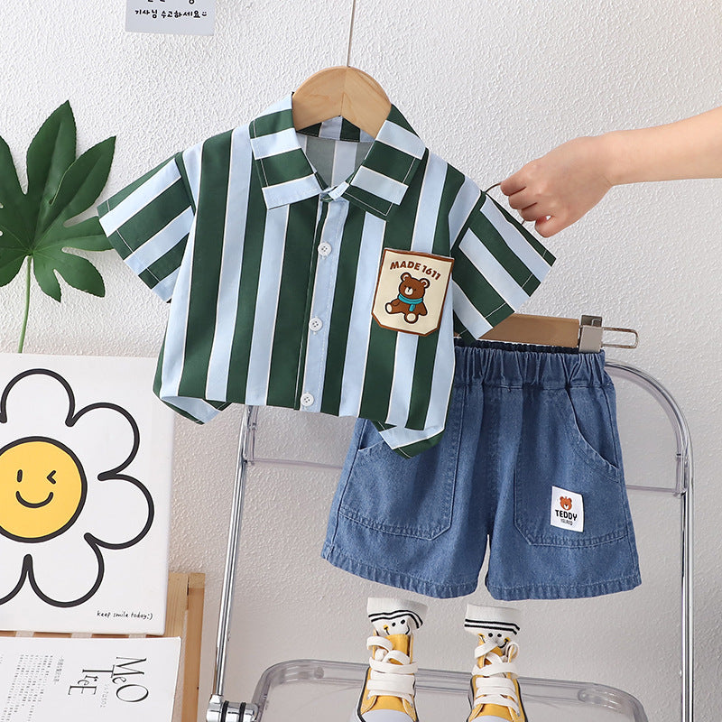 Conjunto Infantil de Rayas de Verano Para Hombre