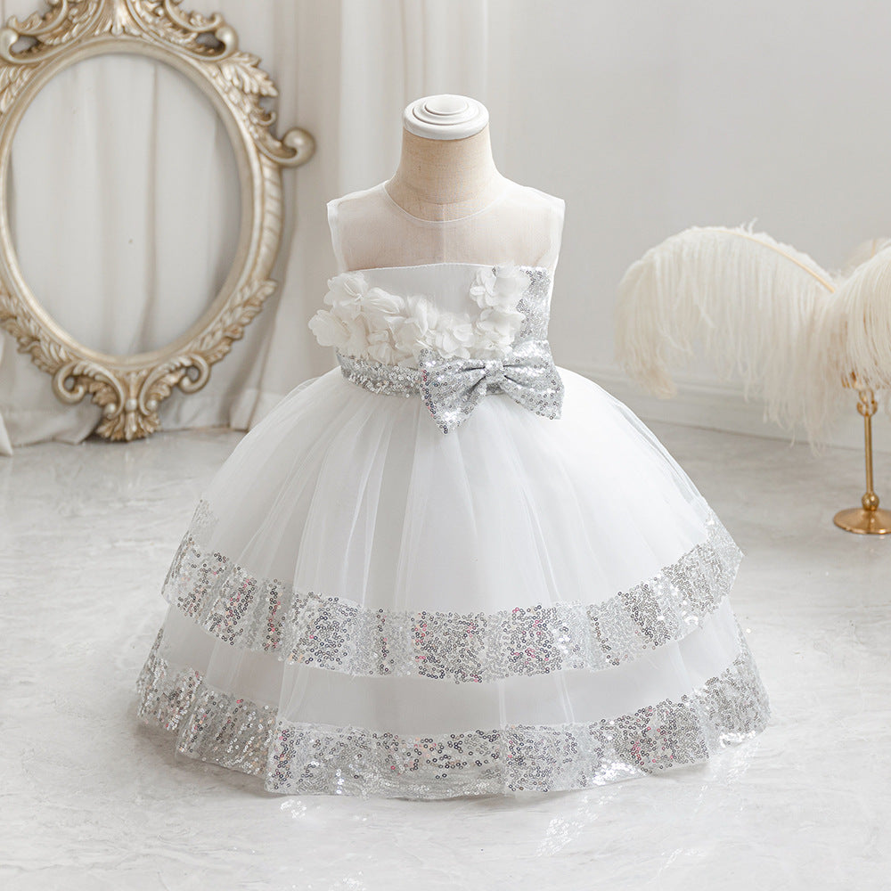 Vestido de fiesta con lazo brillante