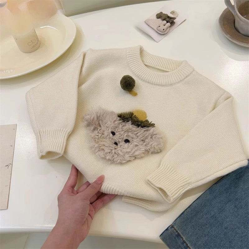 Blusa Infantil de Invierno con Perro en Gorro