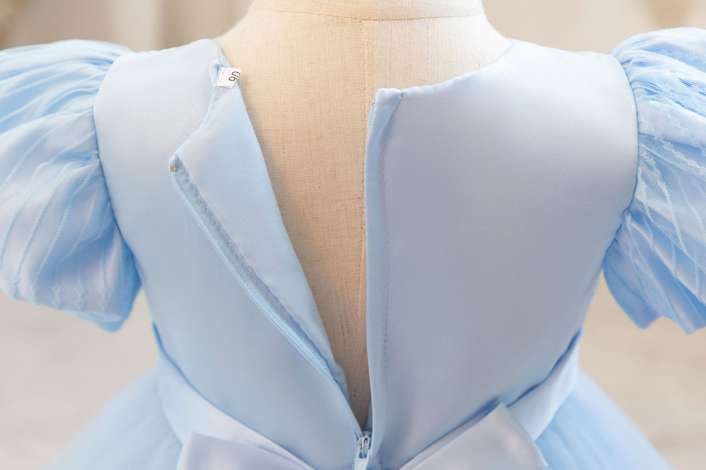 Vestido de Fiesta Infantil con Manga Abullonada y Lazo