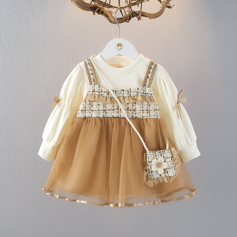 Vestido infantil de tul y tweed