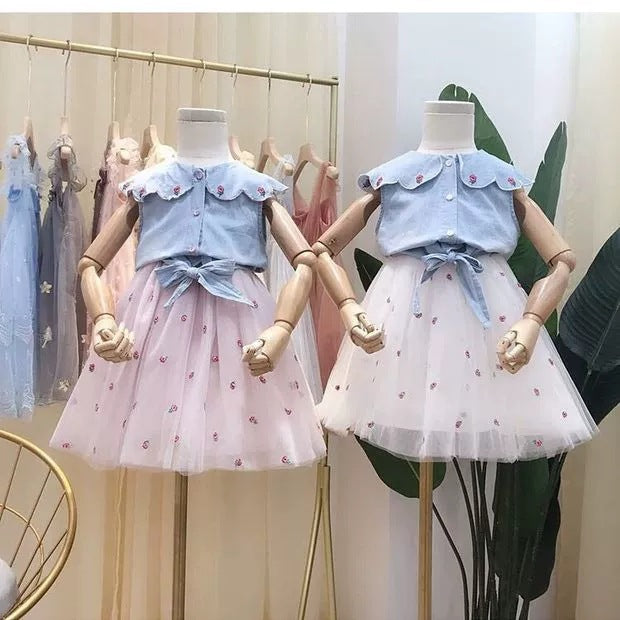 Conjunto de jeans florales para Niñas