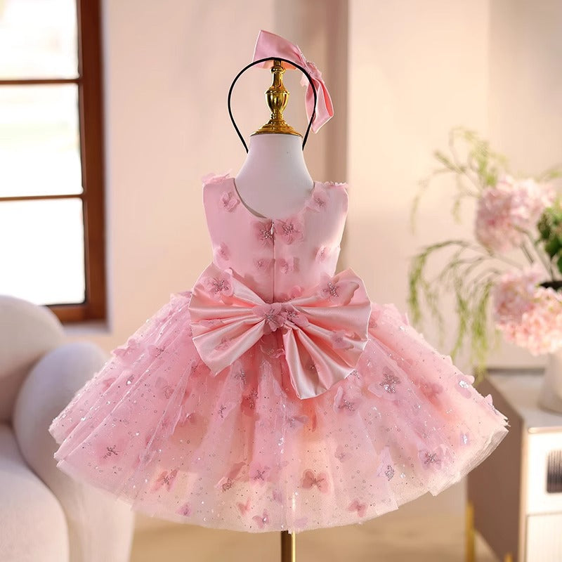 Vestido infantil de tul con florecitas