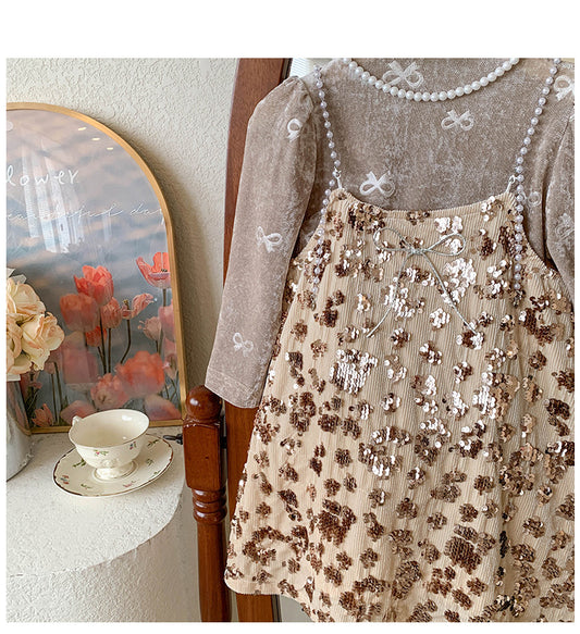 Vestido Infantil con Lentejuelas Brillantes