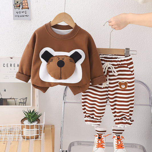 Conjunto infantil de osito de peluche a rayas