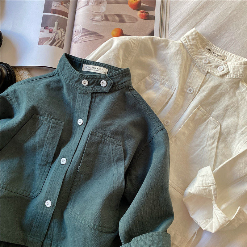 Camisa Infantil Moderna con Bolsillo y Botones
