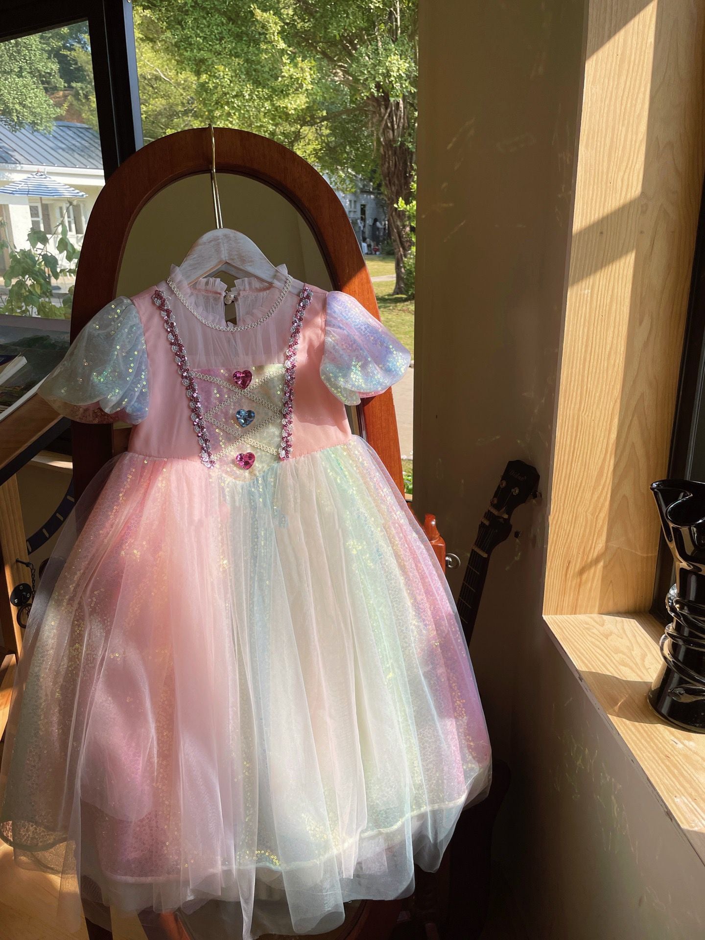 Vestido Infantil Princesa Corazones Brillantes