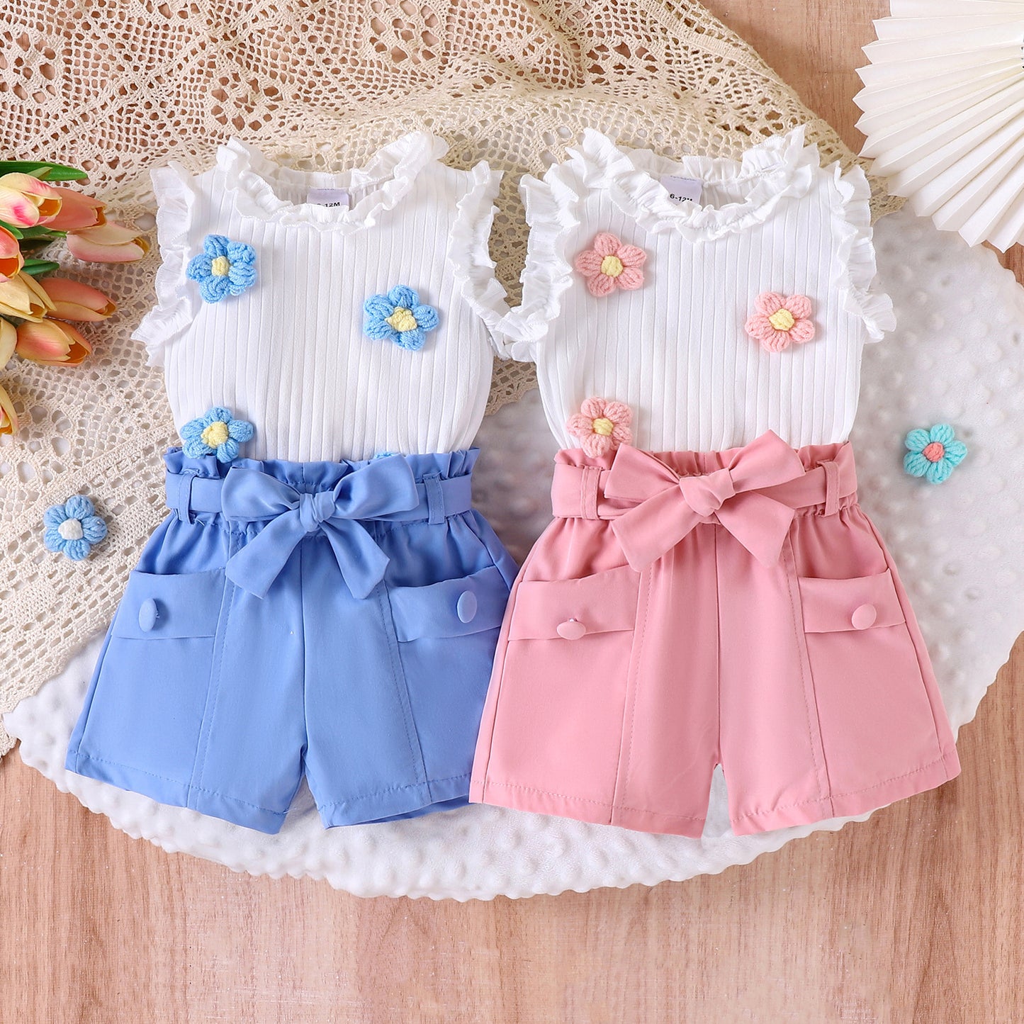 Conjunto de flores de verano para niñas