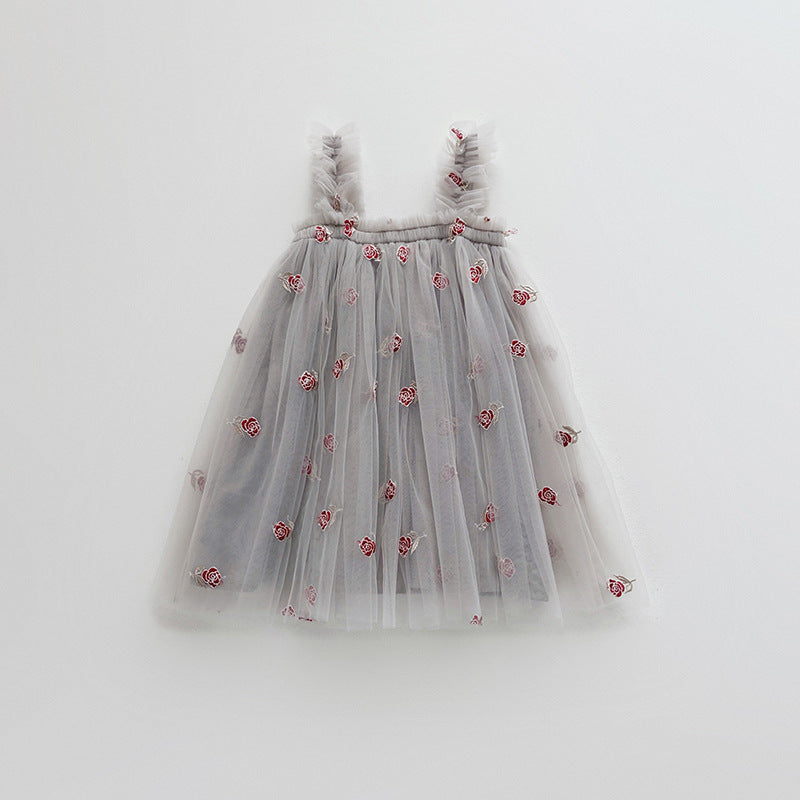 Vestido infantil de tul con pequeñas flores