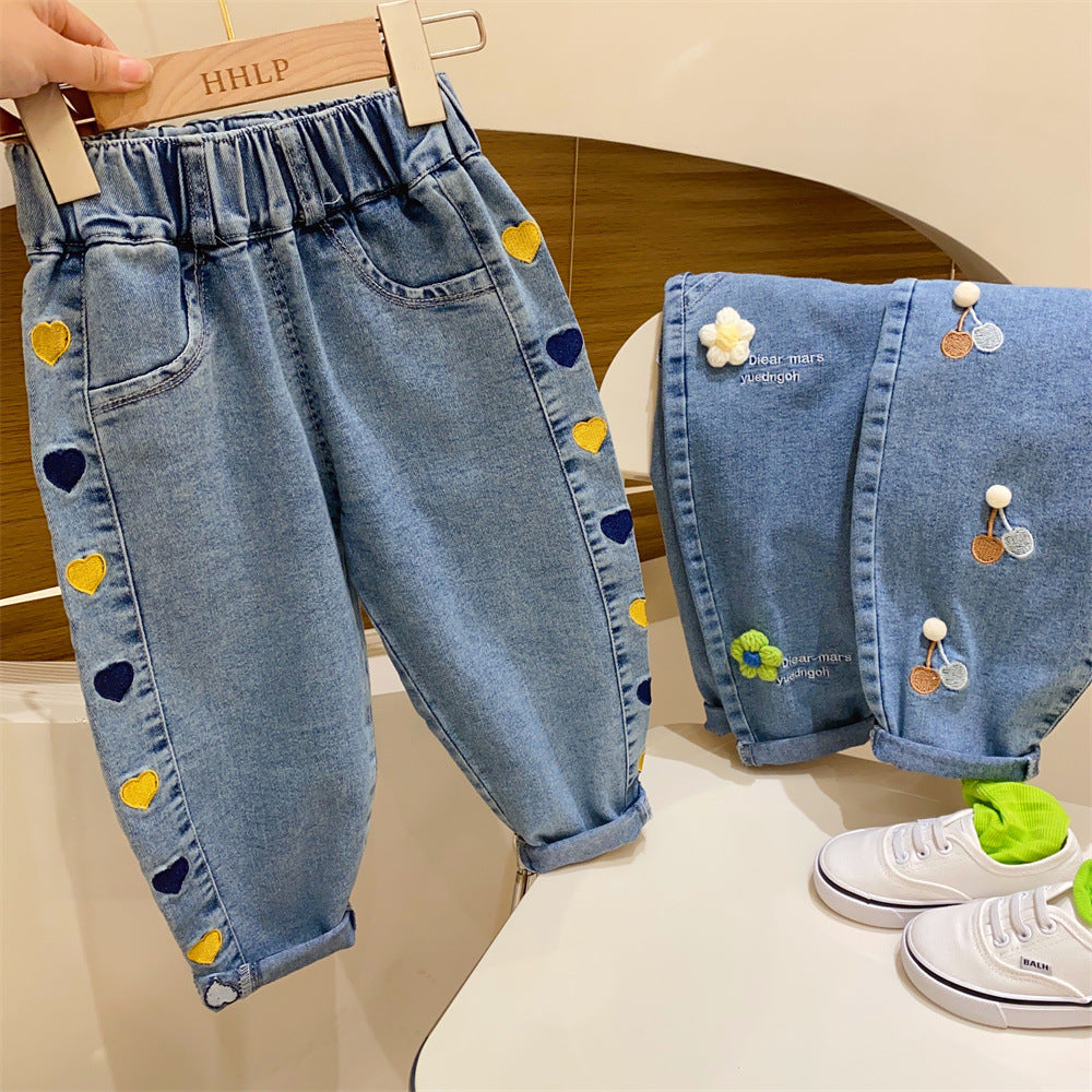 Pantalones Infantiles Flores y Corazoncitos