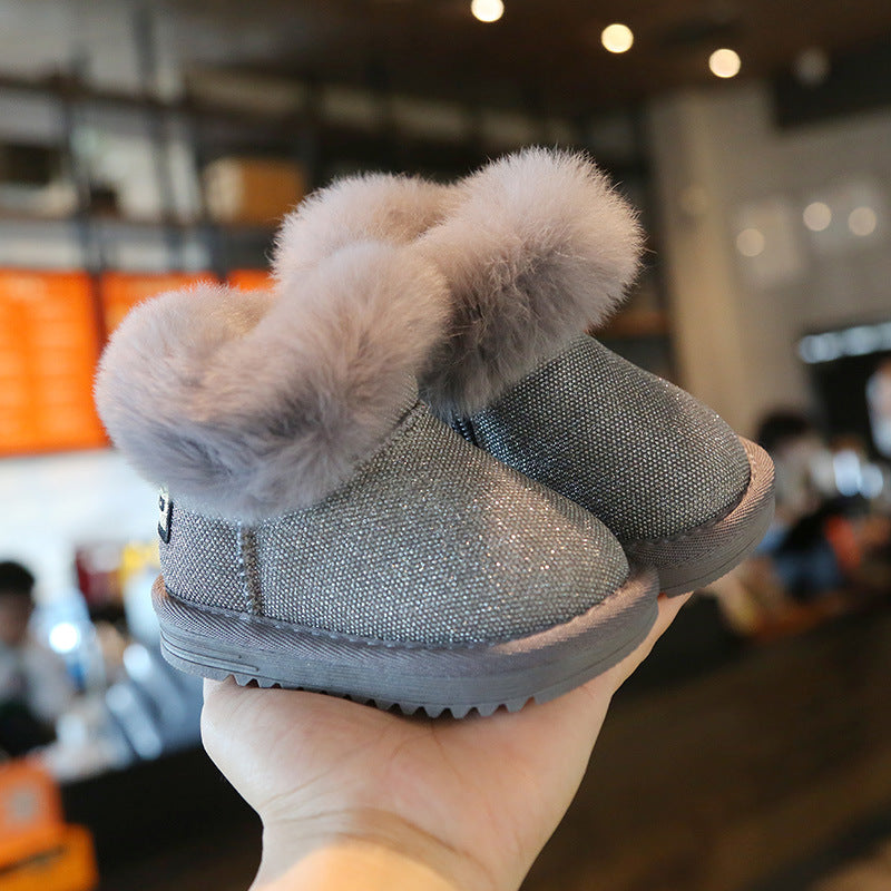 Botas infantiles con purpurina y pelo
