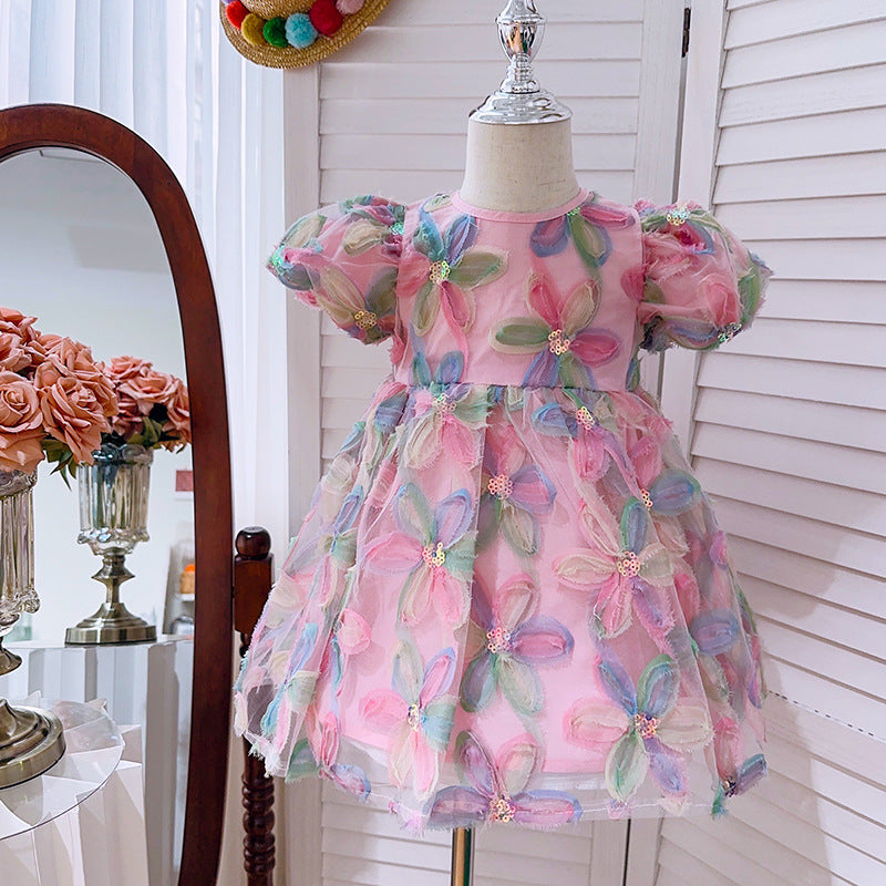 Vestido Infantil Flores e Lacinho