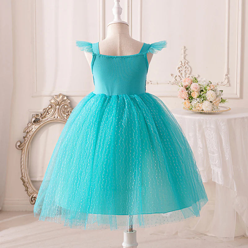 Vestido Infantil Princesa Azul Brillante