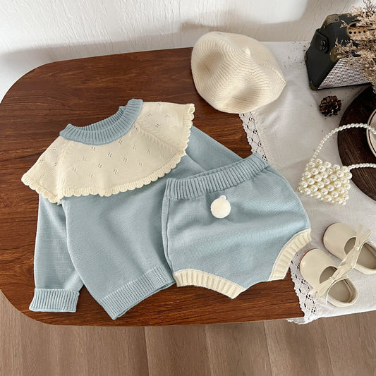 Conjunto de Punto para Niña con Cuello
