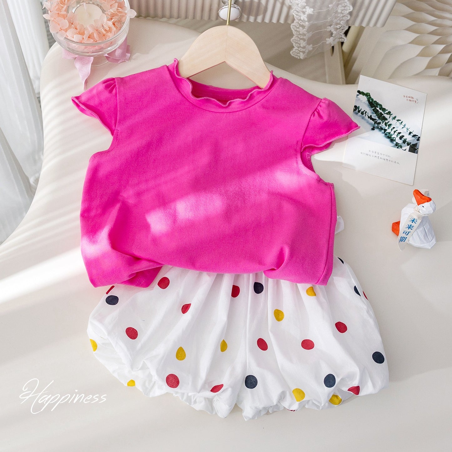 Conjunto Infantil Niña Rosa y Lunares