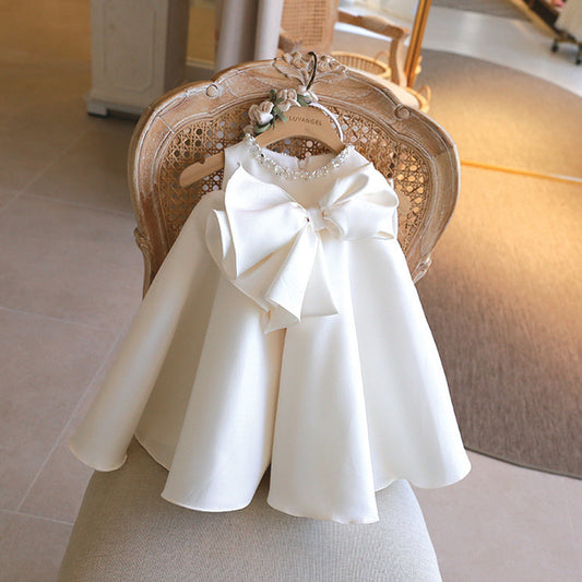 Vestido Infantil Blanco con Lazo y Piedras