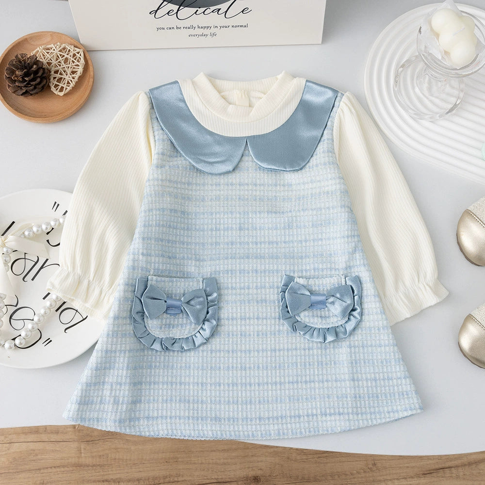 Vestido infantil de terciopelo con lazo