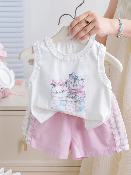 Conjunto Infantil Gatito Verano Mujer