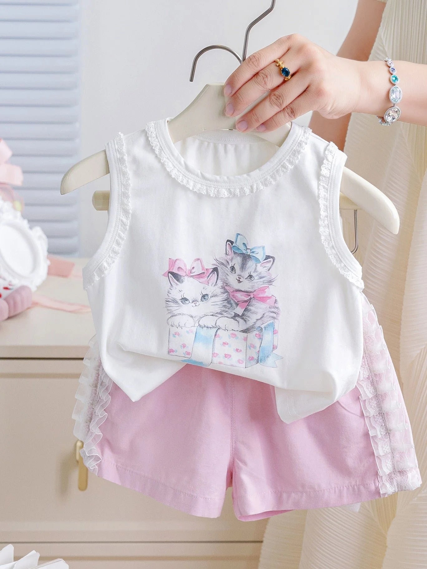 Conjunto Infantil Gatito Verano Mujer