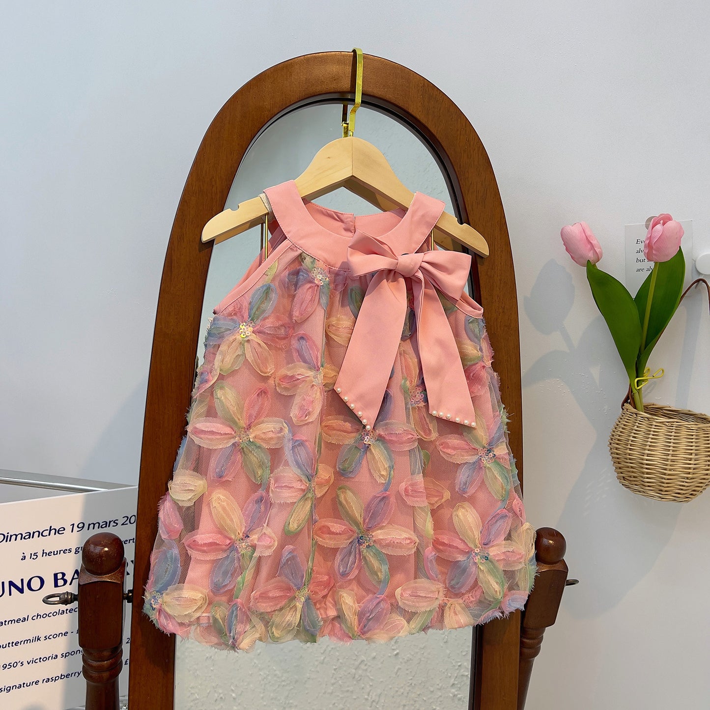 Vestido Infantil Mujer Flores y Lazo