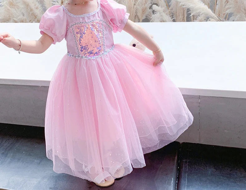 Vestido de Princesa Rosa Con Purpurina