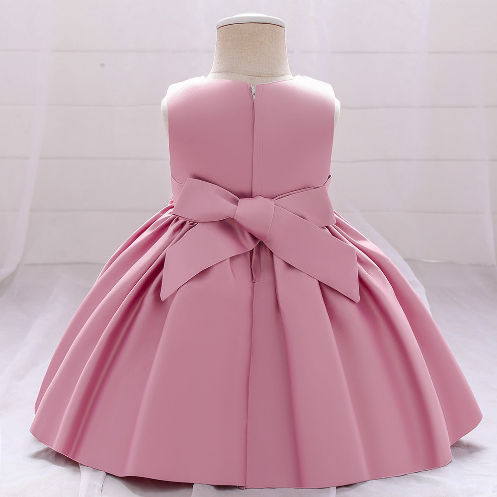 Vestido de Fiesta Infantil Flores con Perlas