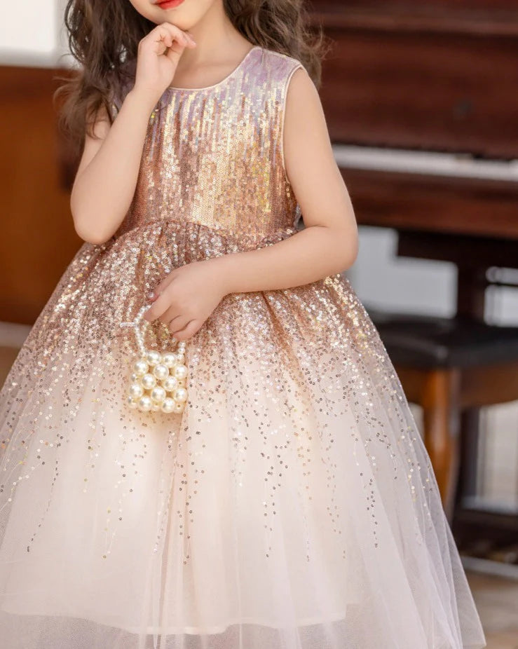 Vestido Infantil Princesa Lazo Brillante