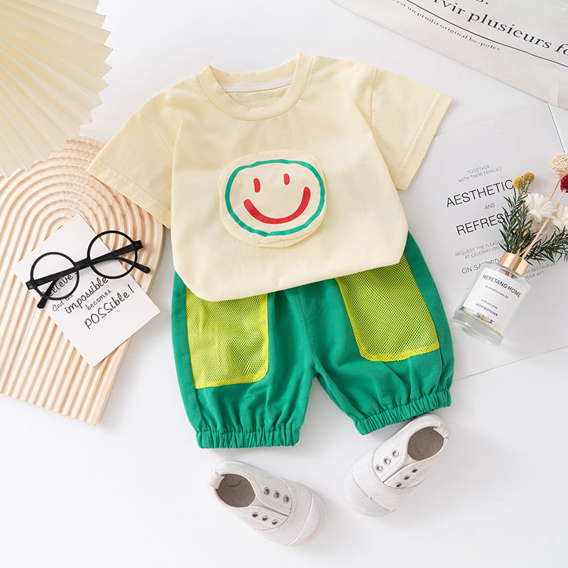 Conjunto Infantil Smiley de Hombre de Color Verde