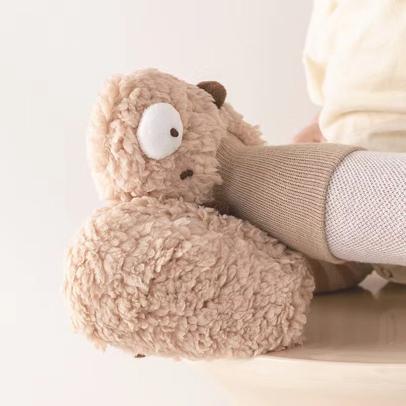 Calcetines de invierno para niños con osito de peluche