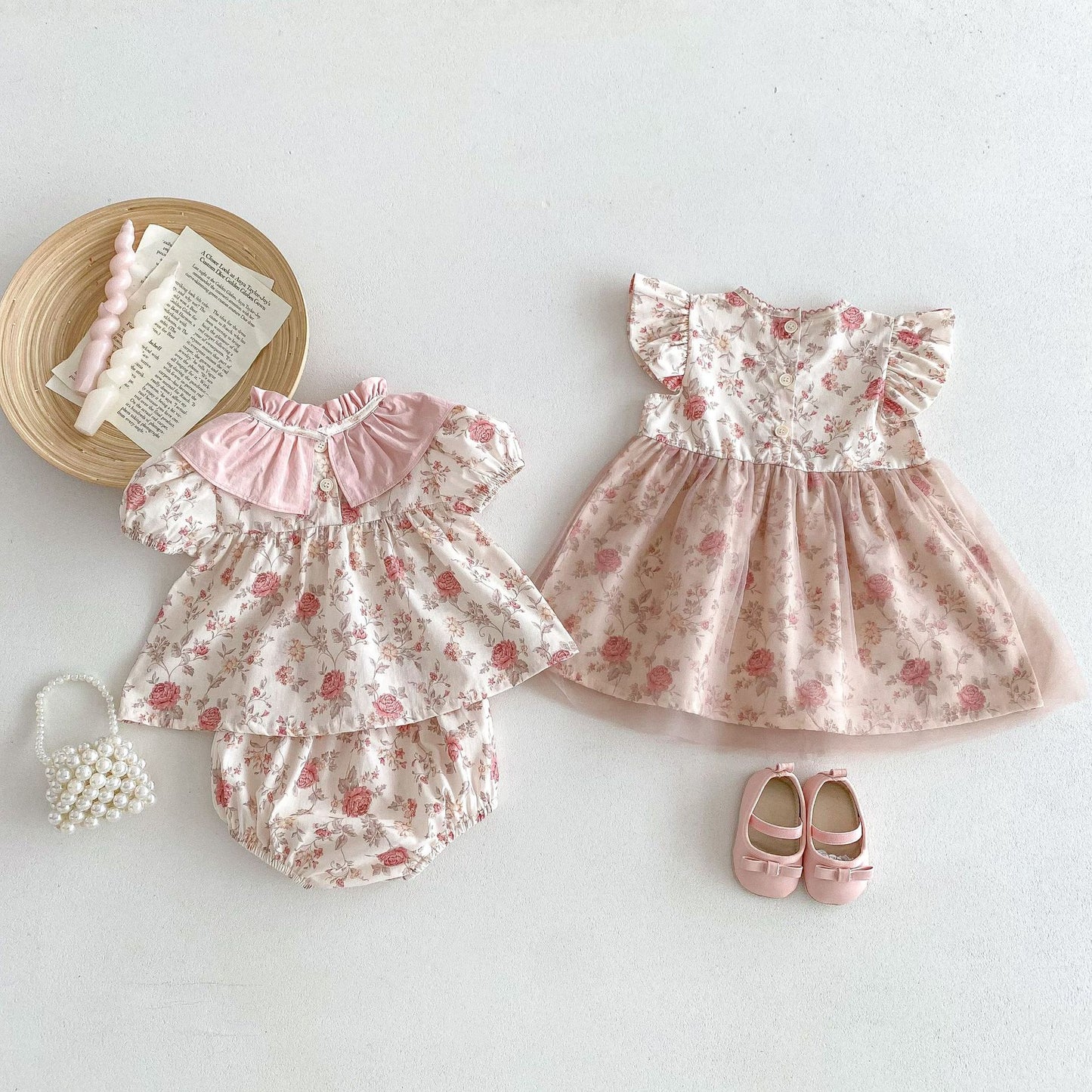 Conjunto/Vestido Floral para Niños y Mujeres
