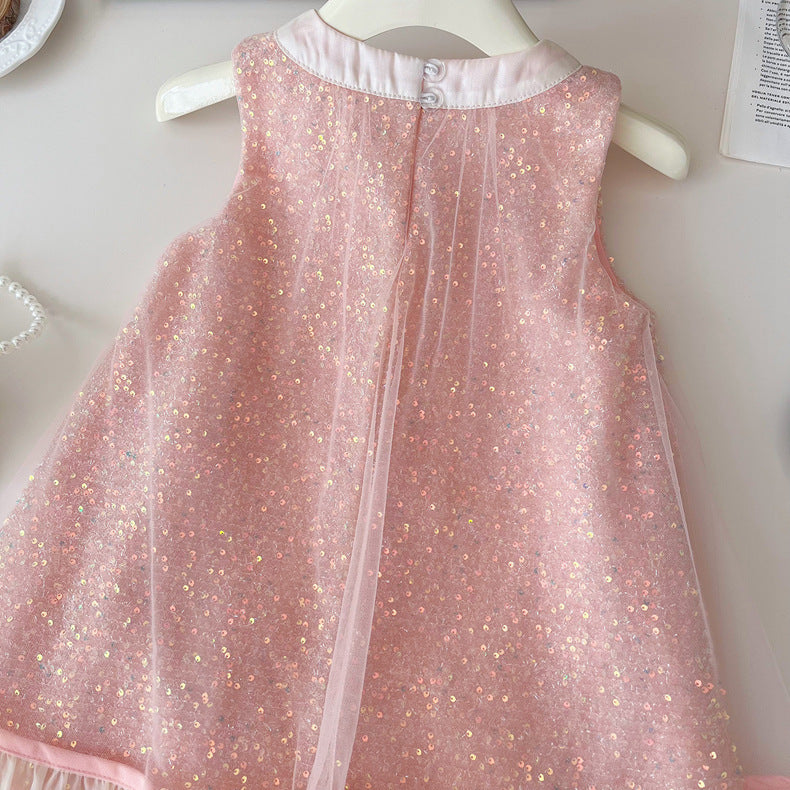 Vestido Infantil Con Lazo Brillante