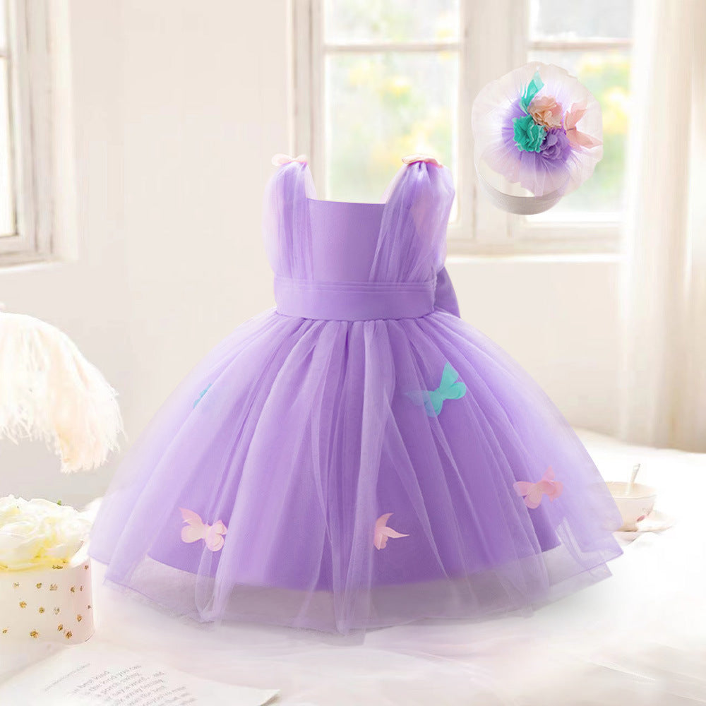 Vestido Infantil Mariposa Morada