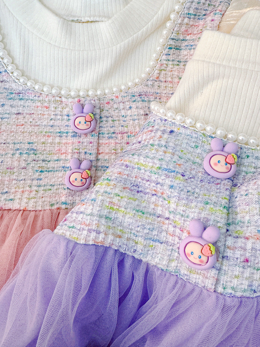 Vestido infantil de tweed y tul