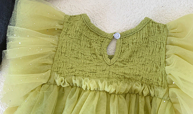Vestido Infantil de Encaje Verde