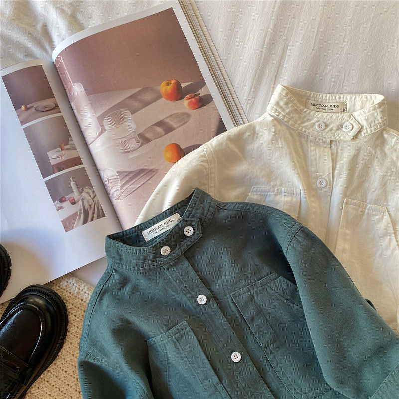 Camisa Infantil Moderna con Bolsillo y Botones