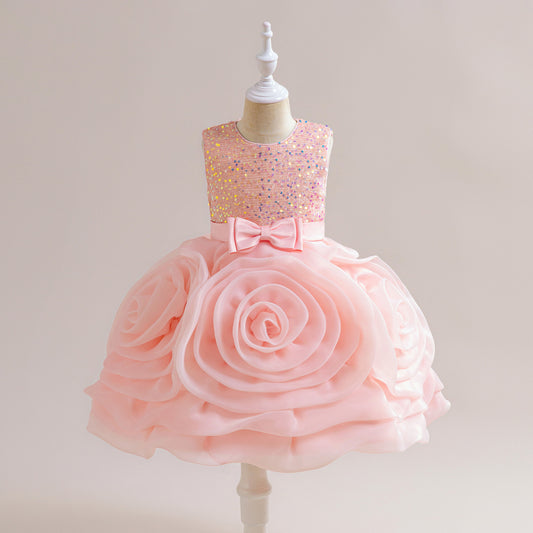 Vestido de Fiesta Infantil de Flores Brillantes