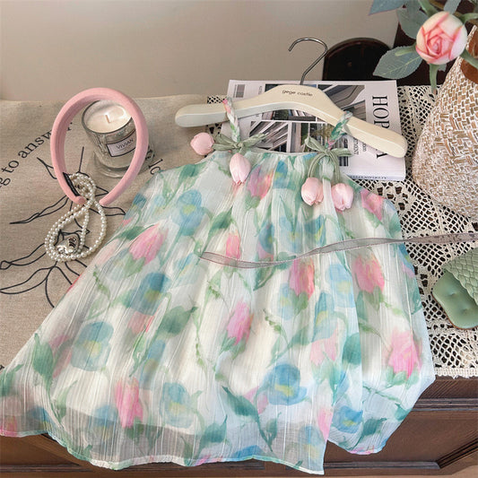Vestido Infantil Verão Tulipas