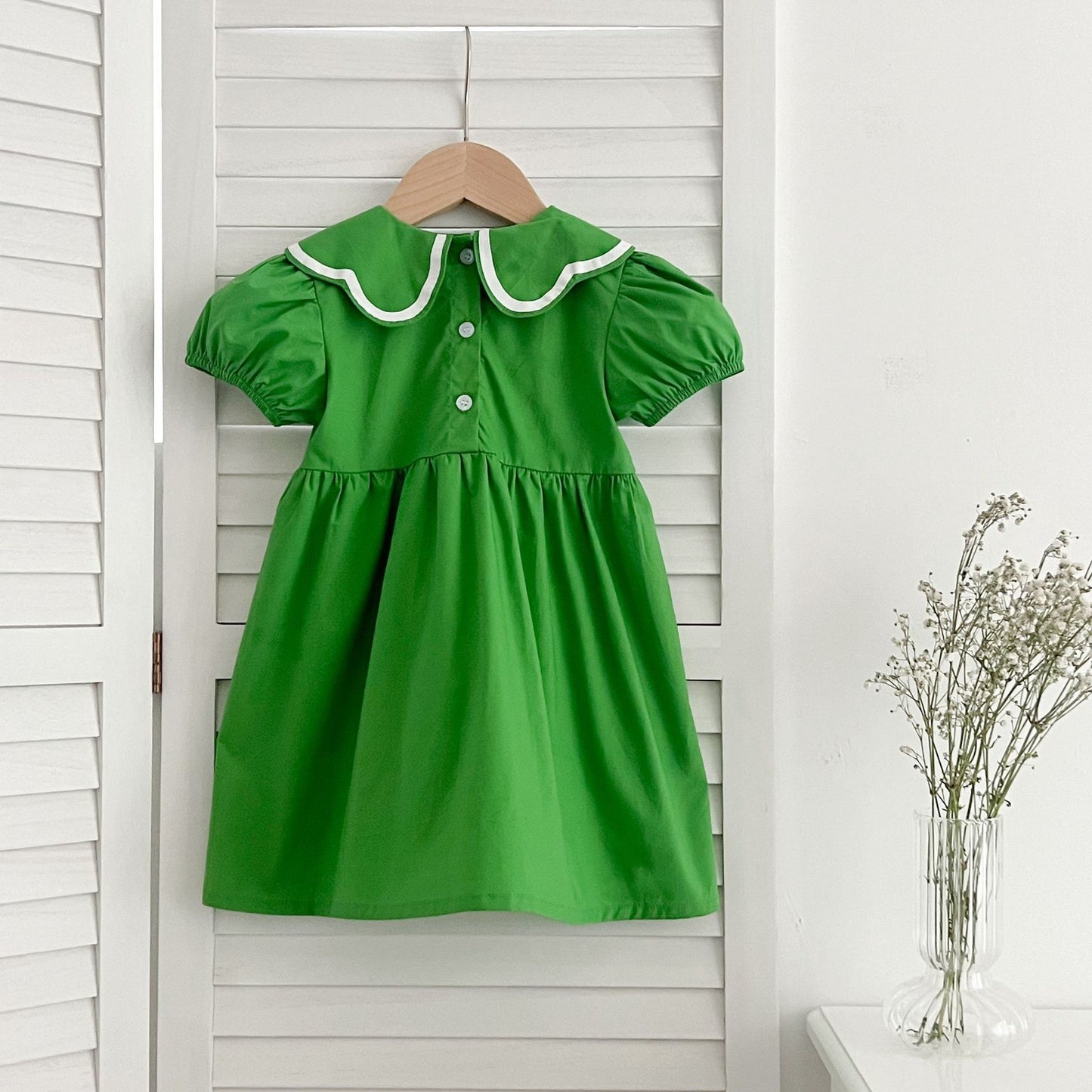Vestido Infantil de Encaje Verde