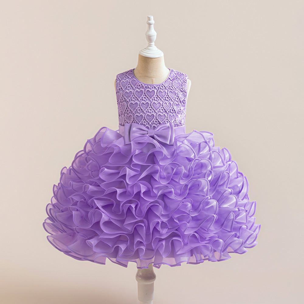 Vestido de Fiesta Infantil Corazones y Lazo