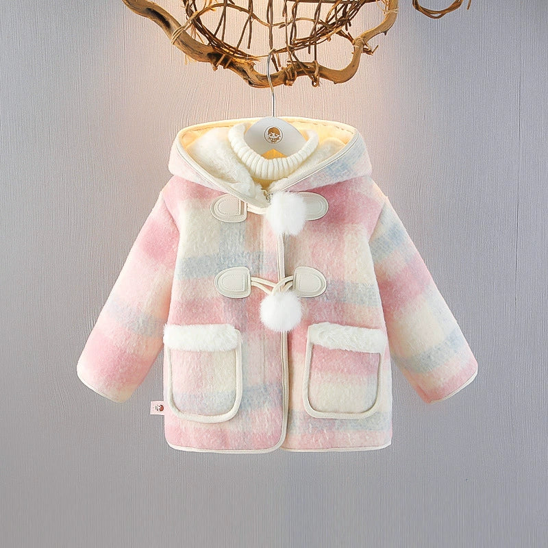 Abrigo de cuadros para niños con bolsillos