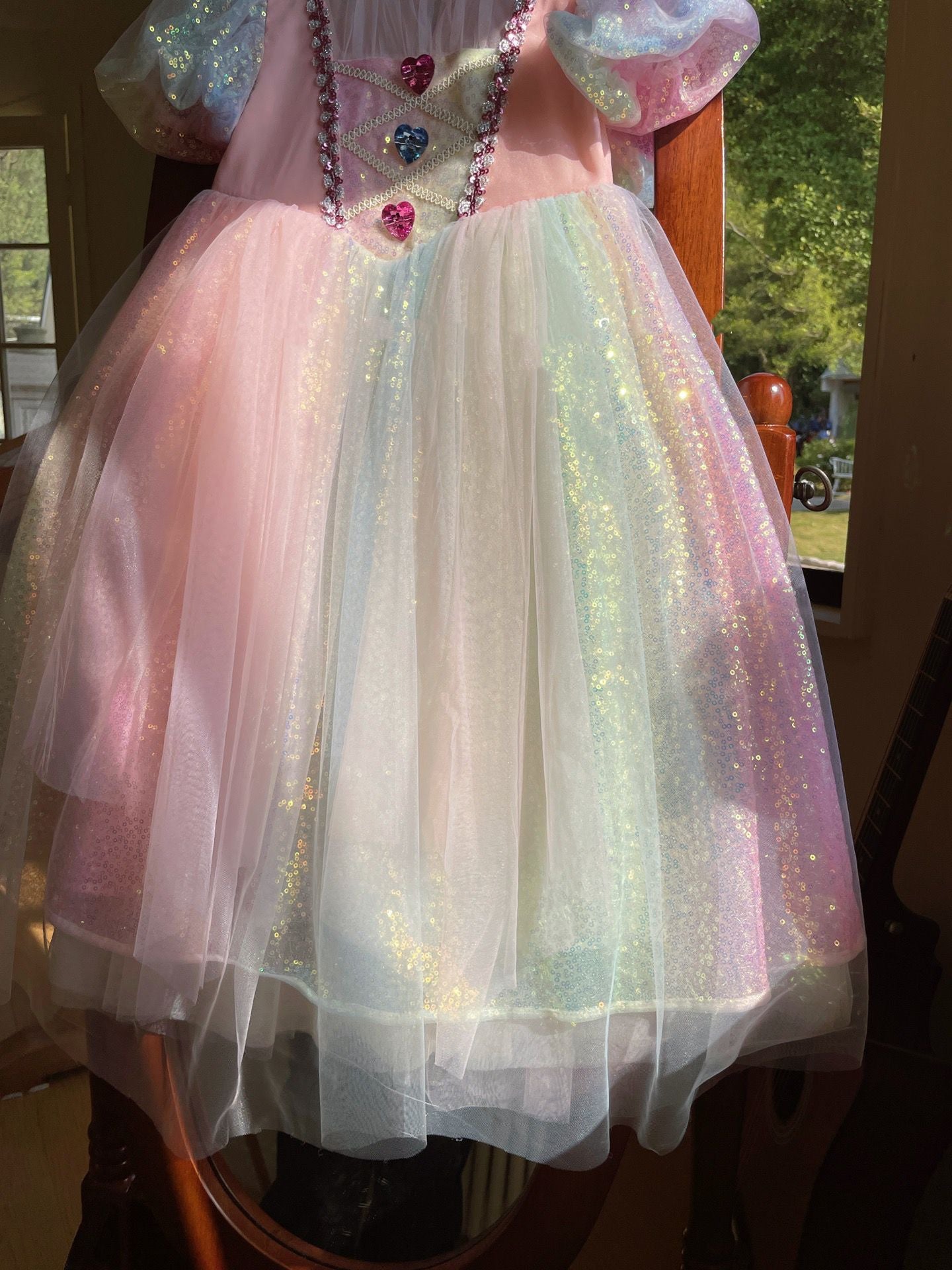 Vestido Infantil Princesa Corazones Brillantes