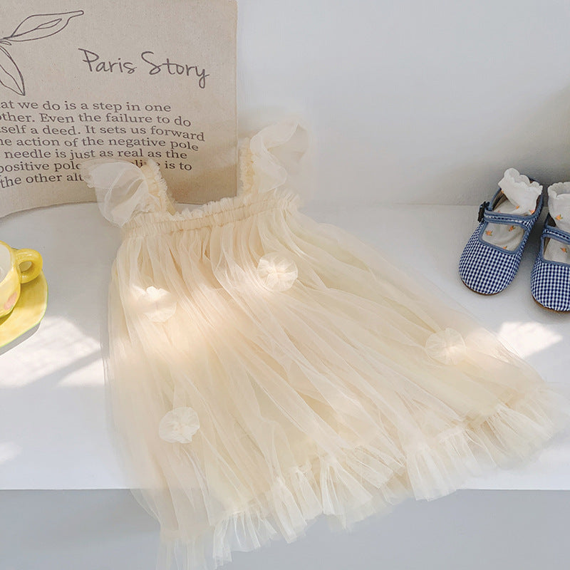Vestido Infantil de Tul con Flores