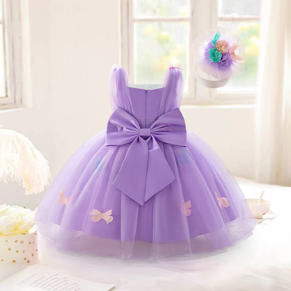 Vestido Infantil Mariposa Morada