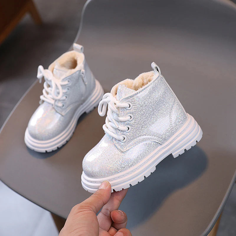 Bota Infantil Peluda Brillante Mujer