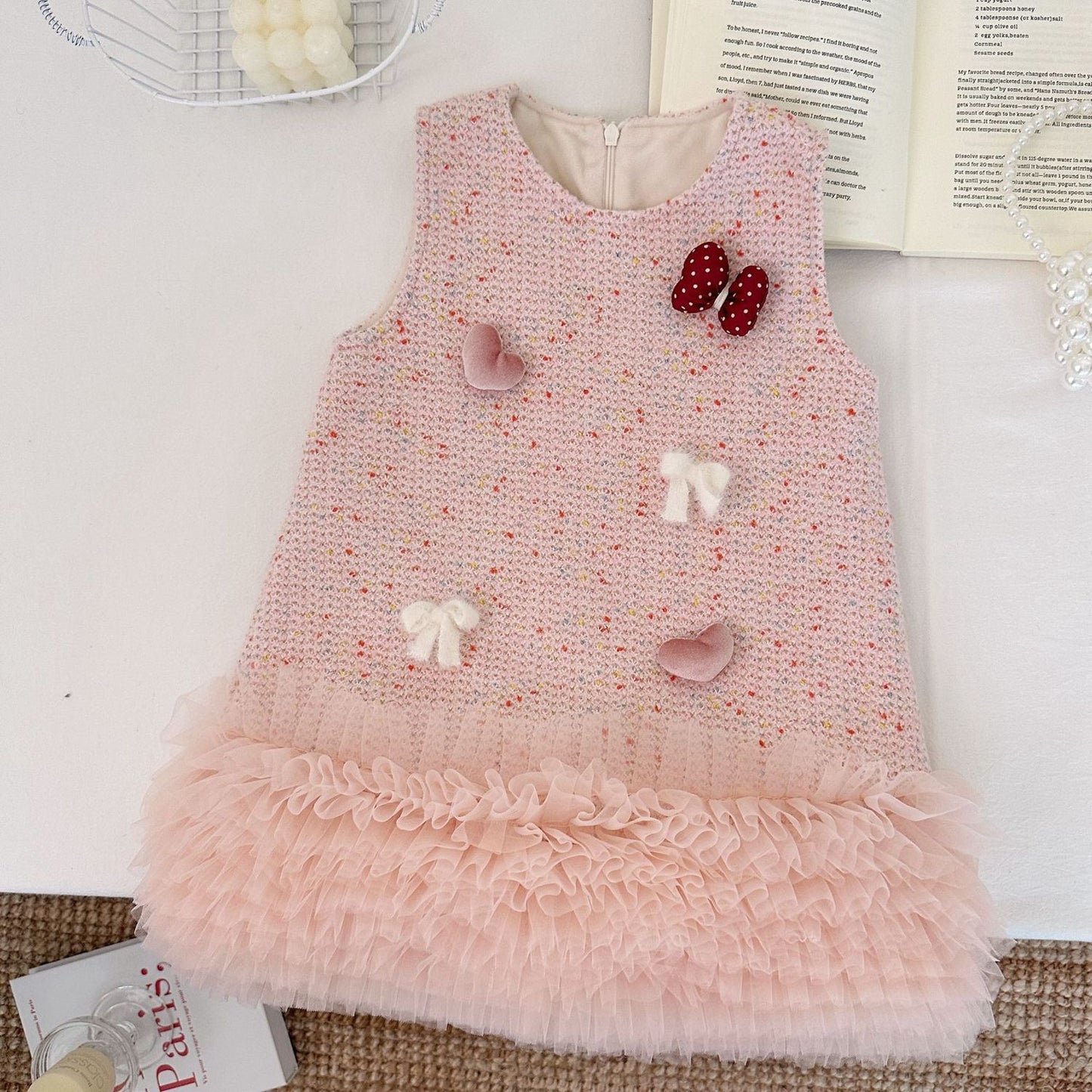 Conjunto de Tweed Rosa para Niñas