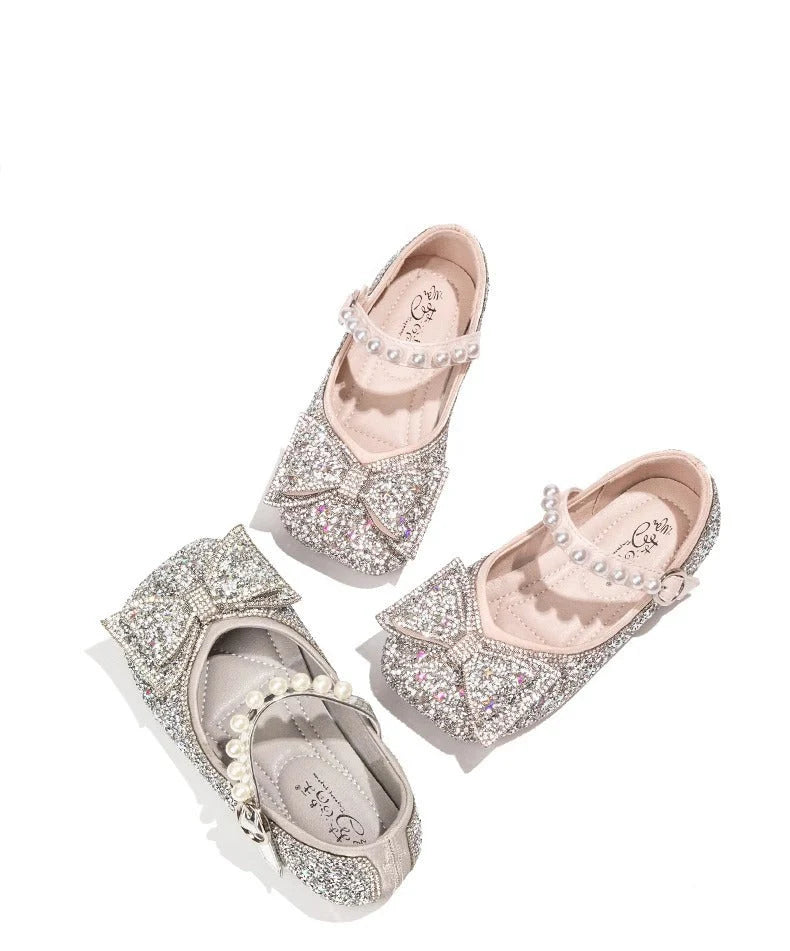 Zapatos Infantiles Brillantes y Perlas