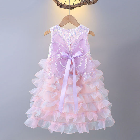 Vestido Infantil Mariposa Brillante