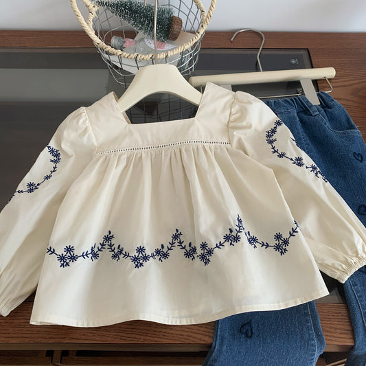 Conjunto Infantil Florzinhas + Jeans Corazones